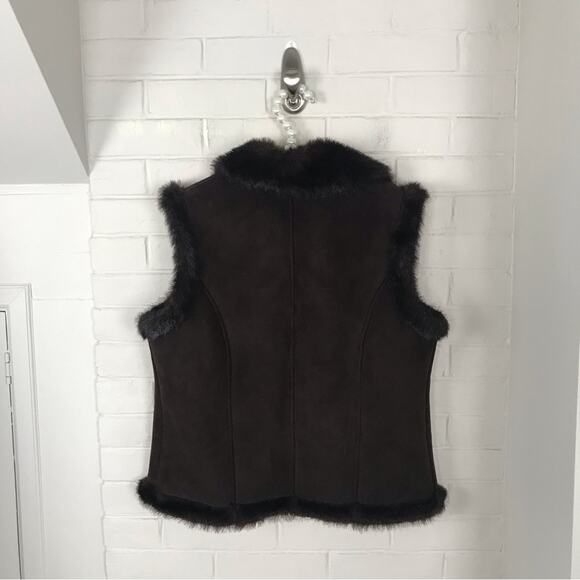 Vintage Regent Park Faux Suede Faux Fur Brown Embroidered Vest Size S - Picture 12 of 14